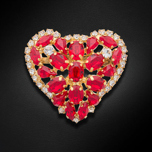 Broša "Kristāla Sirds II (Light Siam)" ar Swarovski™ kristāliem